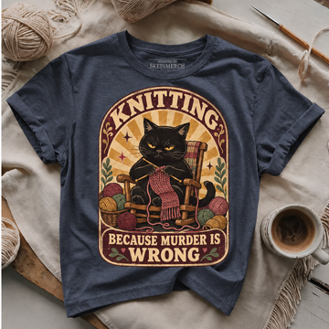 Knitting Because murder is wrong T-shirt