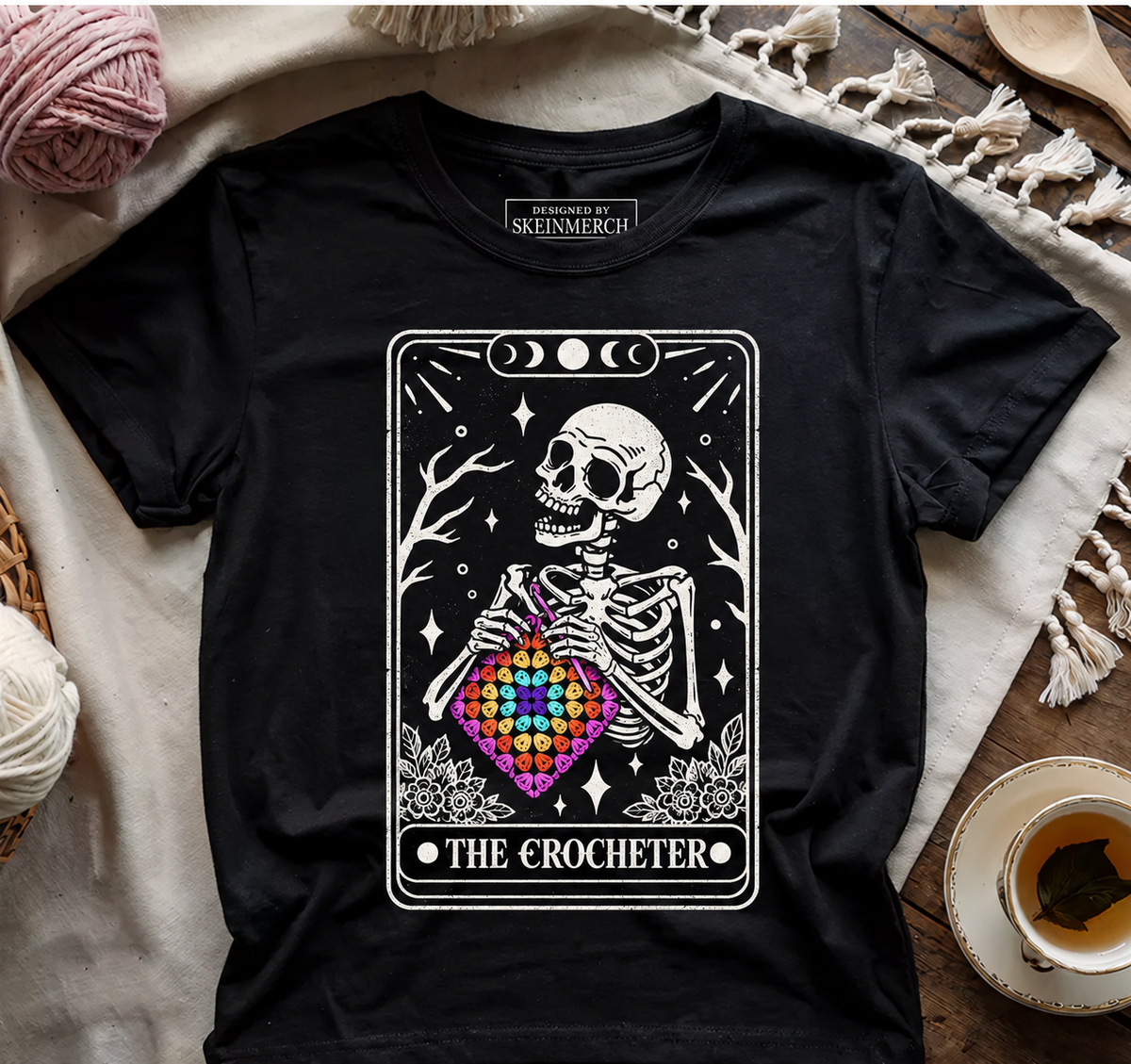 Skeleton Crocheter Tarot T-shirt