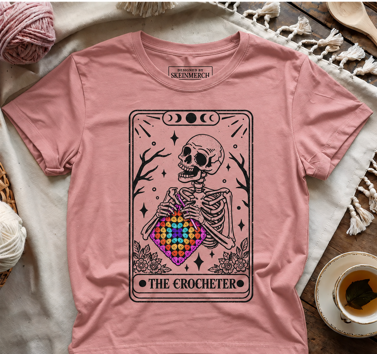 Skeleton Crocheter Tarot T-shirt