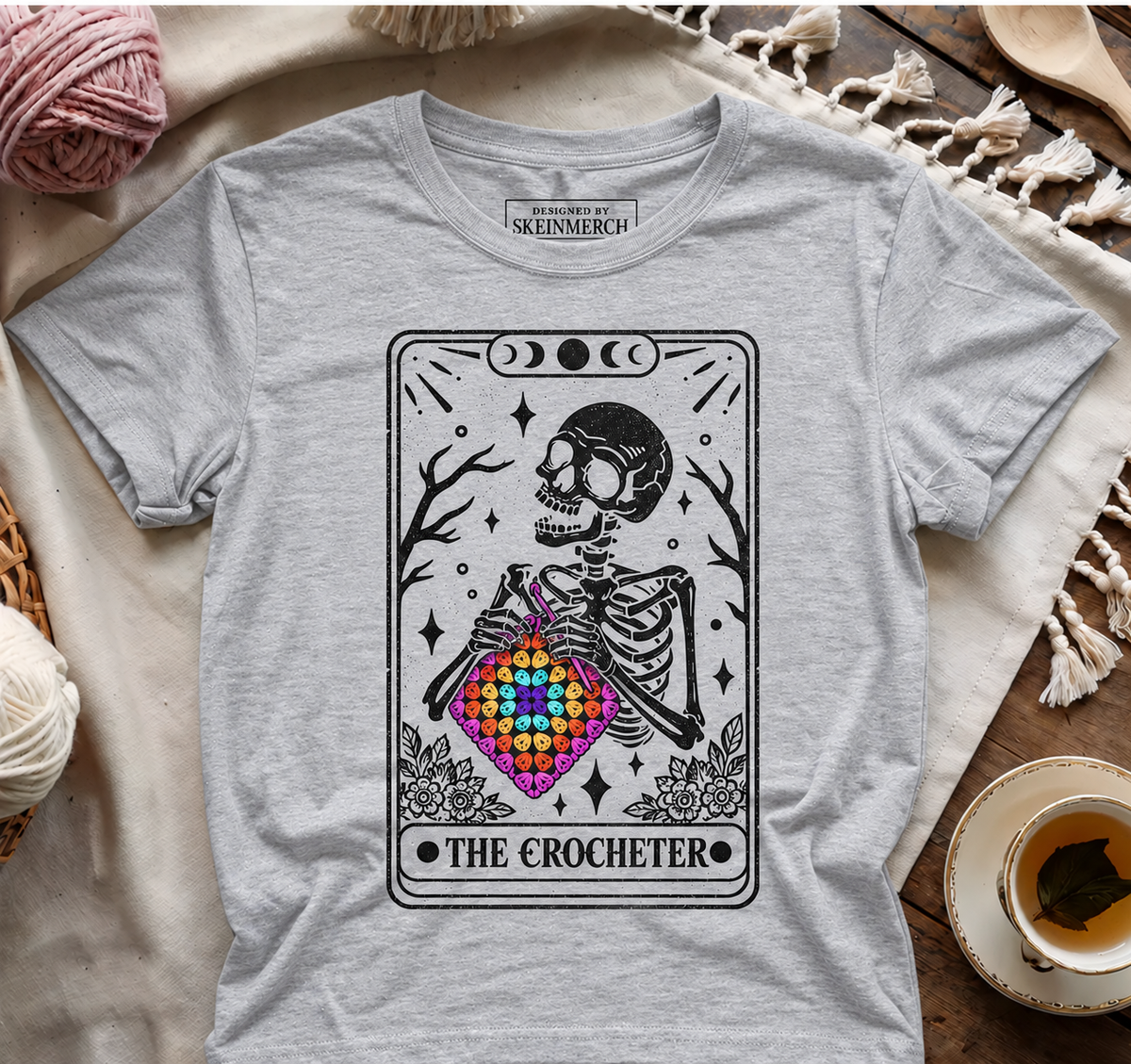 Skeleton Crocheter Tarot T-shirt