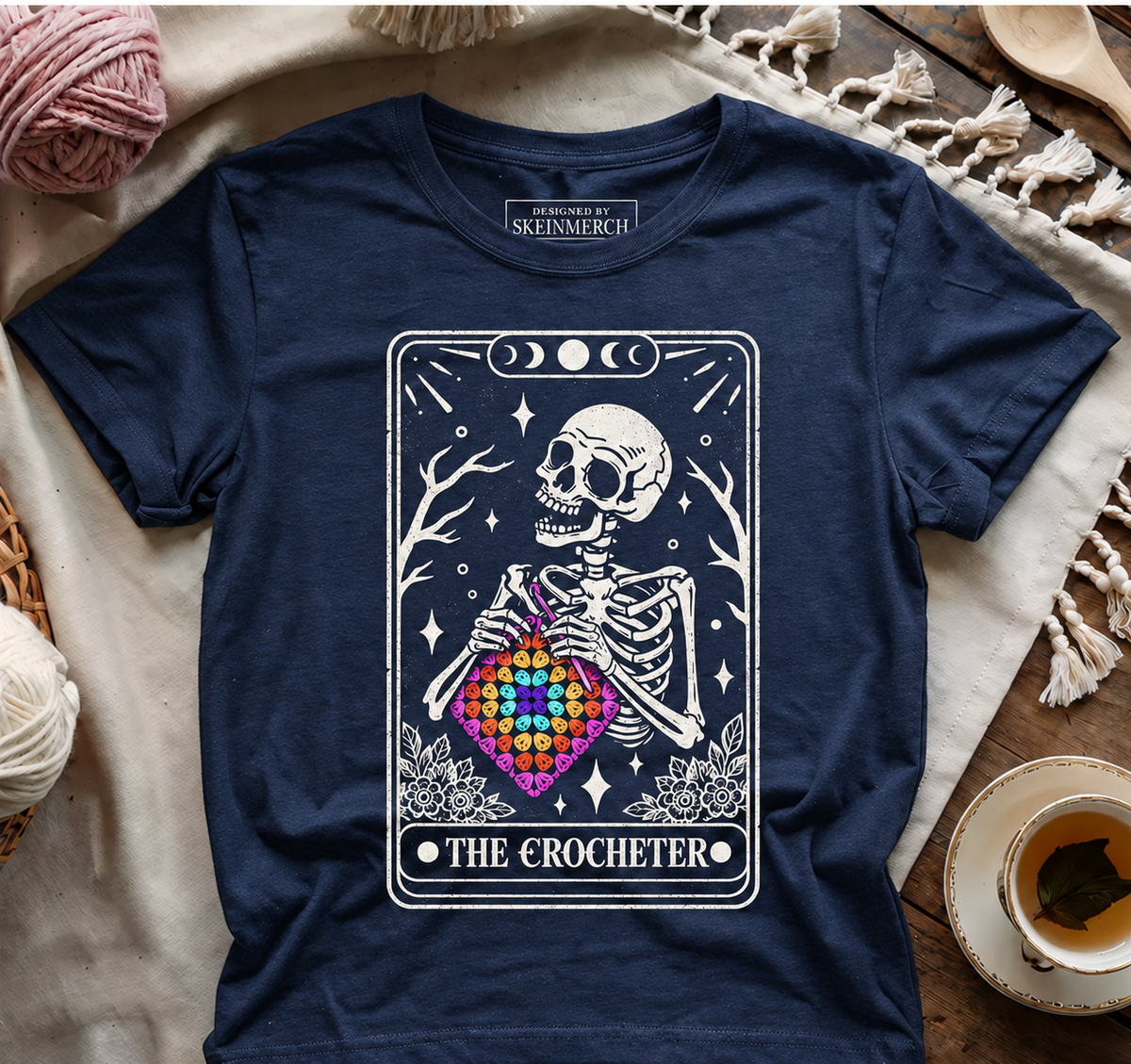 Skeleton Crocheter Tarot T-shirt