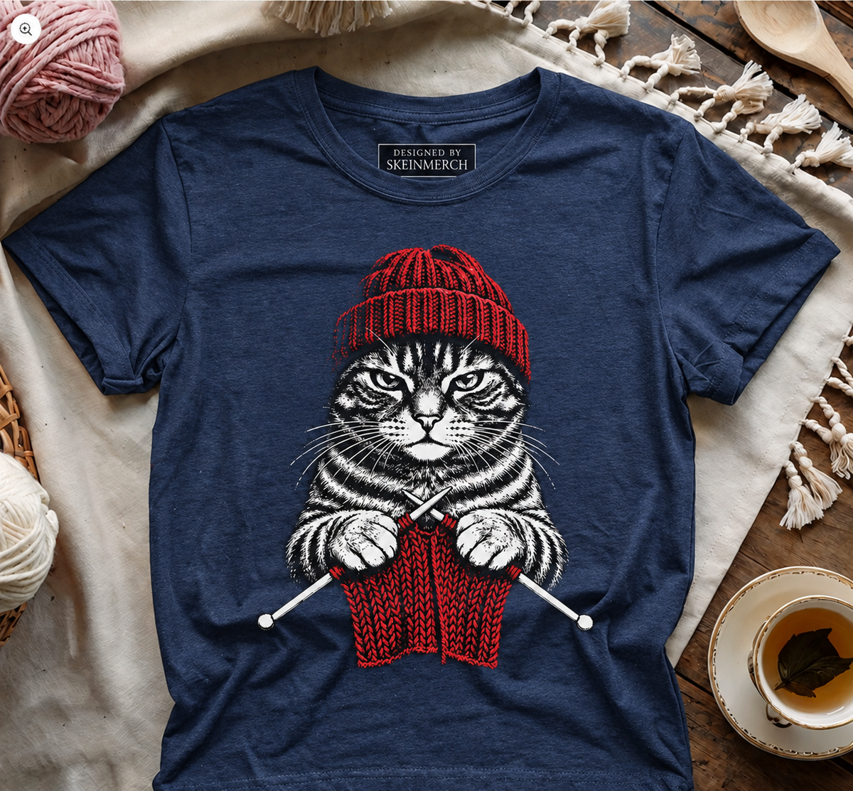 Vintage Knitting Cat T-shirt