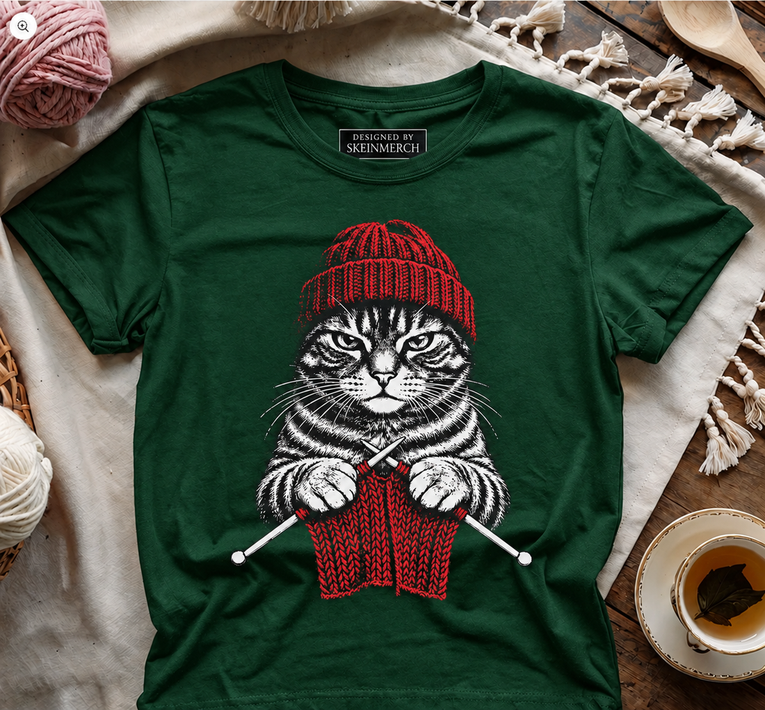 Vintage Knitting Cat T-shirt
