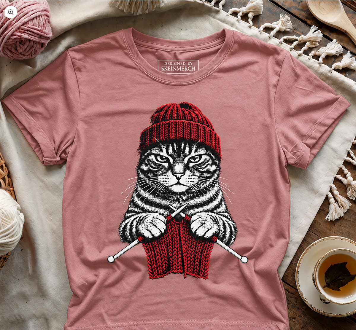Vintage Knitting Cat T-shirt