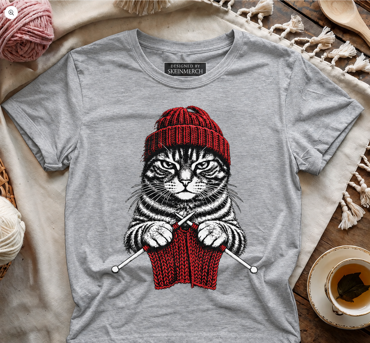 Vintage Knitting Cat T-shirt