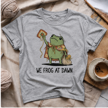 We Frog At Dawn Granny Square Crochet Hook Frogging Yarn T-Shirt