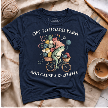 Off to Hoard Yarn Frog Knitting Crochet Knitter Yarn Lover T-Shirt