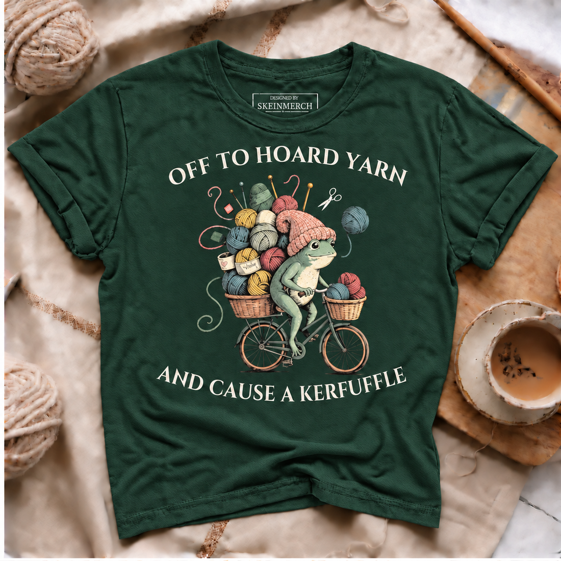 Off to Hoard Yarn Frog Knitting Crochet Knitter Yarn Lover T-Shirt
