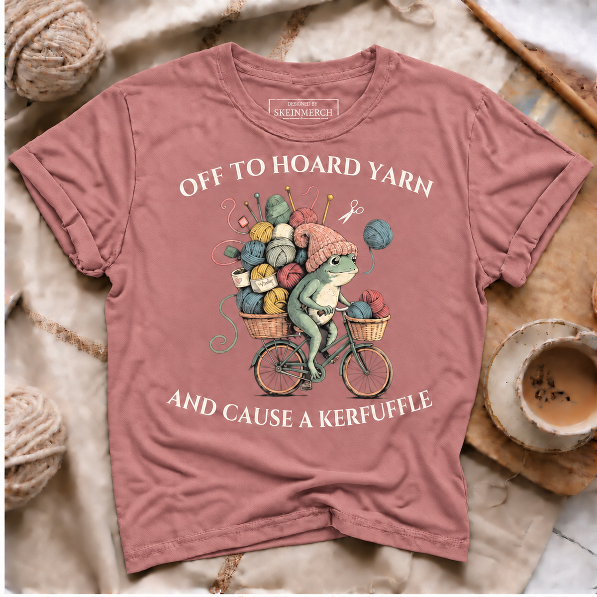 Off to Hoard Yarn Frog Knitting Crochet Knitter Yarn Lover T-Shirt