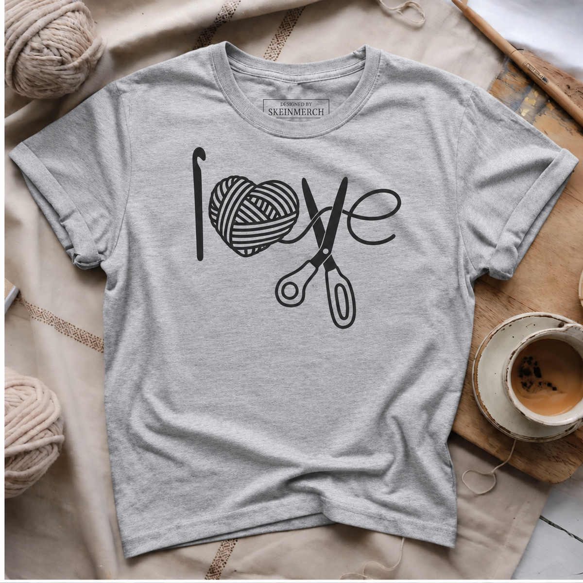Crochet Love Crochet Heart Yarn Knitting I Love Crochet T-Shirt
