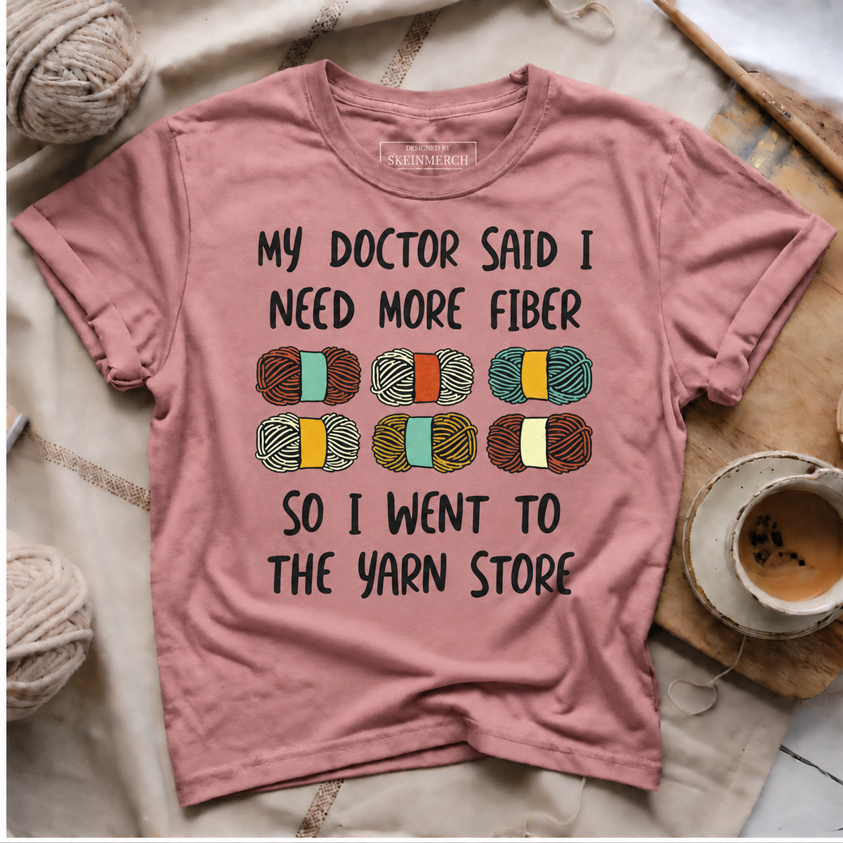 Funny Fiber Knitting Joke Yarn Crochet T-Shirt