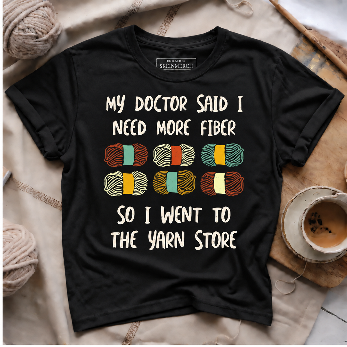 Funny Fiber Knitting Joke Yarn Crochet T-Shirt