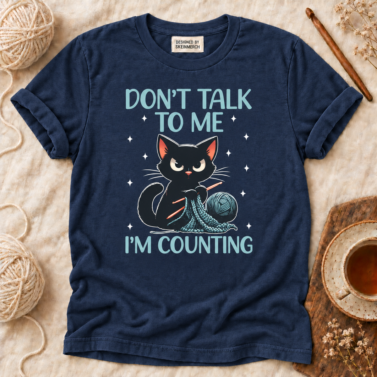 Don't Talk to Me I'm Counting Crochet Crocheting Cat T-Shirt