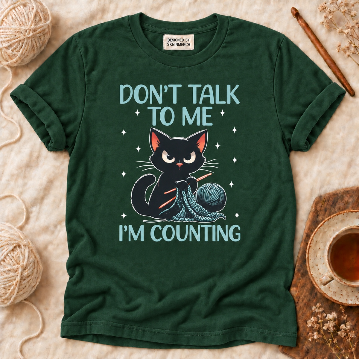Don't Talk to Me I'm Counting Crochet Crocheting Cat T-Shirt