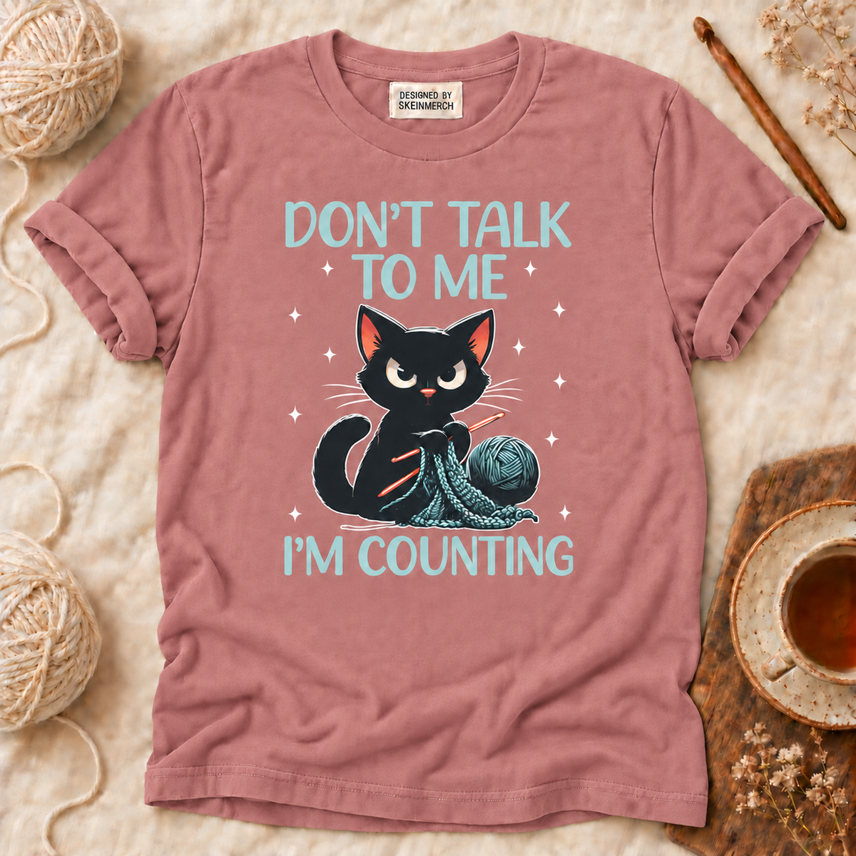 Don't Talk to Me I'm Counting Crochet Crocheting Cat T-Shirt