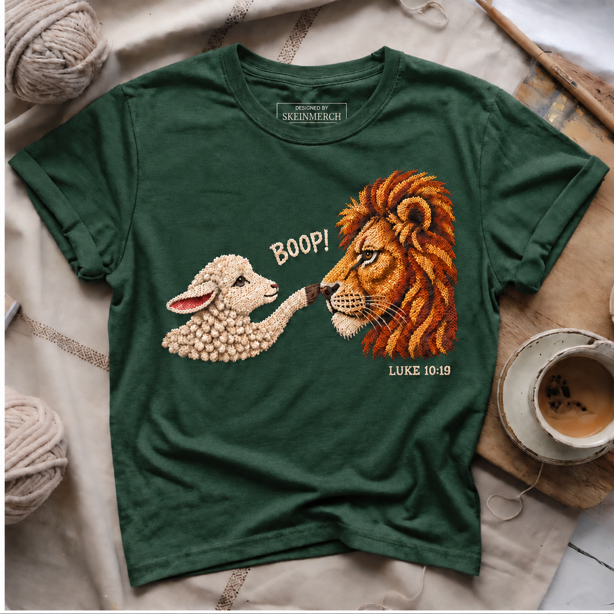 Boop Luke 10 19 Funny Lion and Lamb Boop Bible Verse T-Shirt