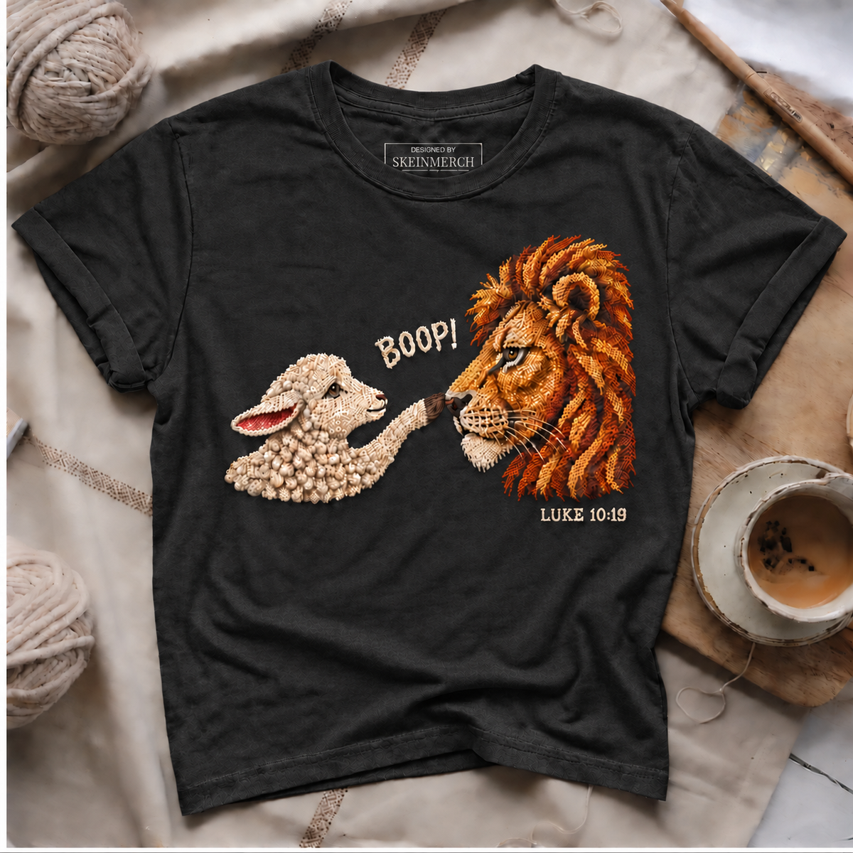 Boop Luke 10 19 Funny Lion and Lamb Boop Bible Verse T-Shirt