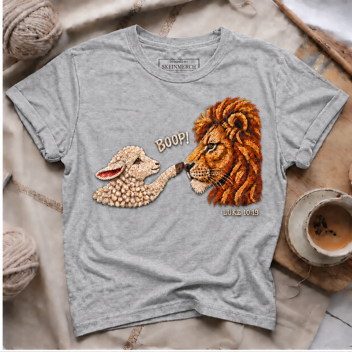 Boop Luke 10 19 Funny Lion and Lamb Boop Bible Verse T-Shirt