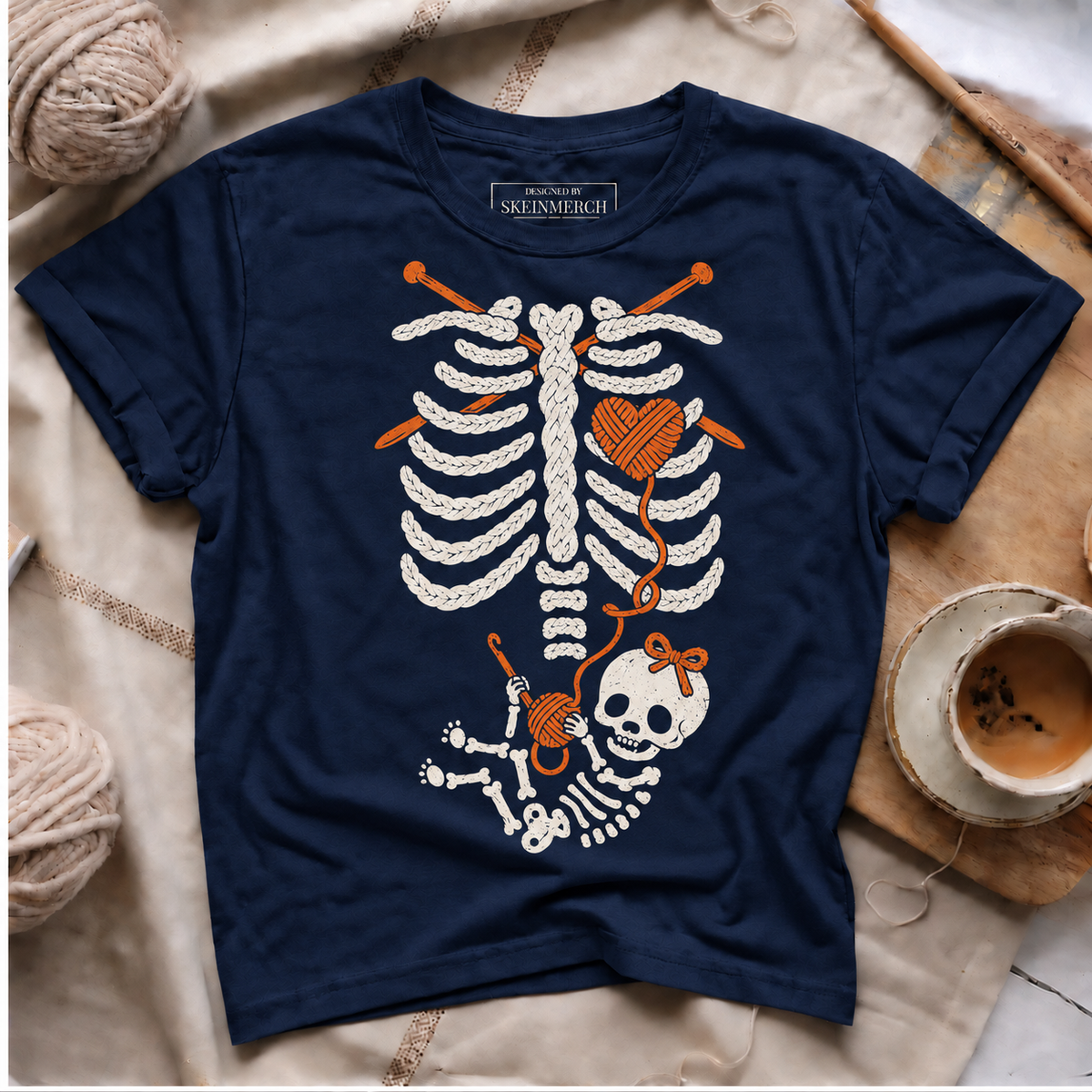 Skeleton Knitting Mom & Baby T-Shirt