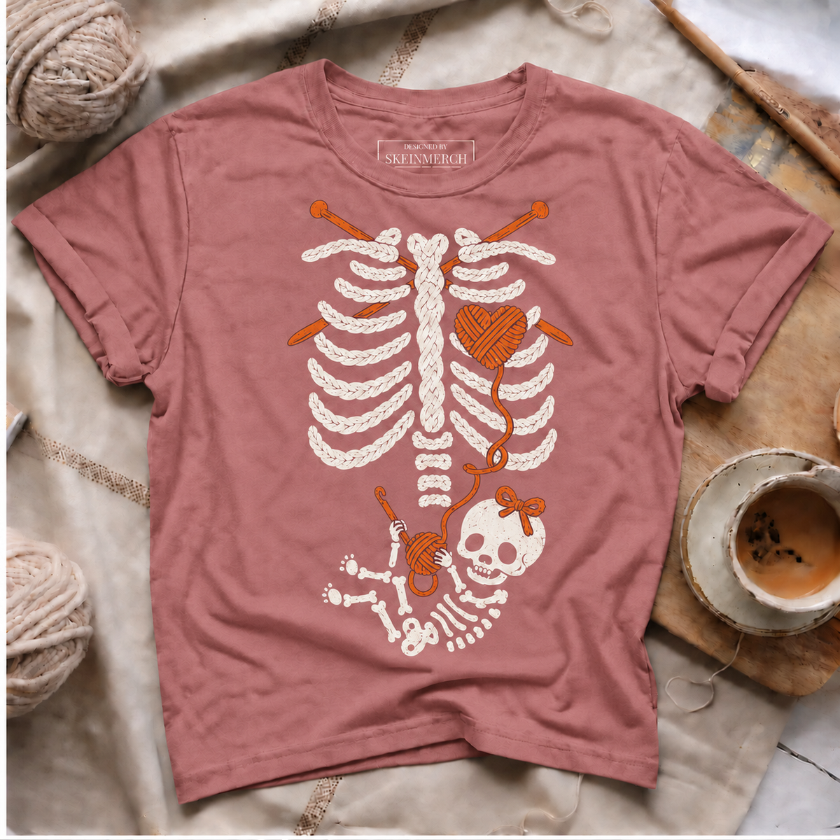 Skeleton Knitting Mom & Baby T-Shirt