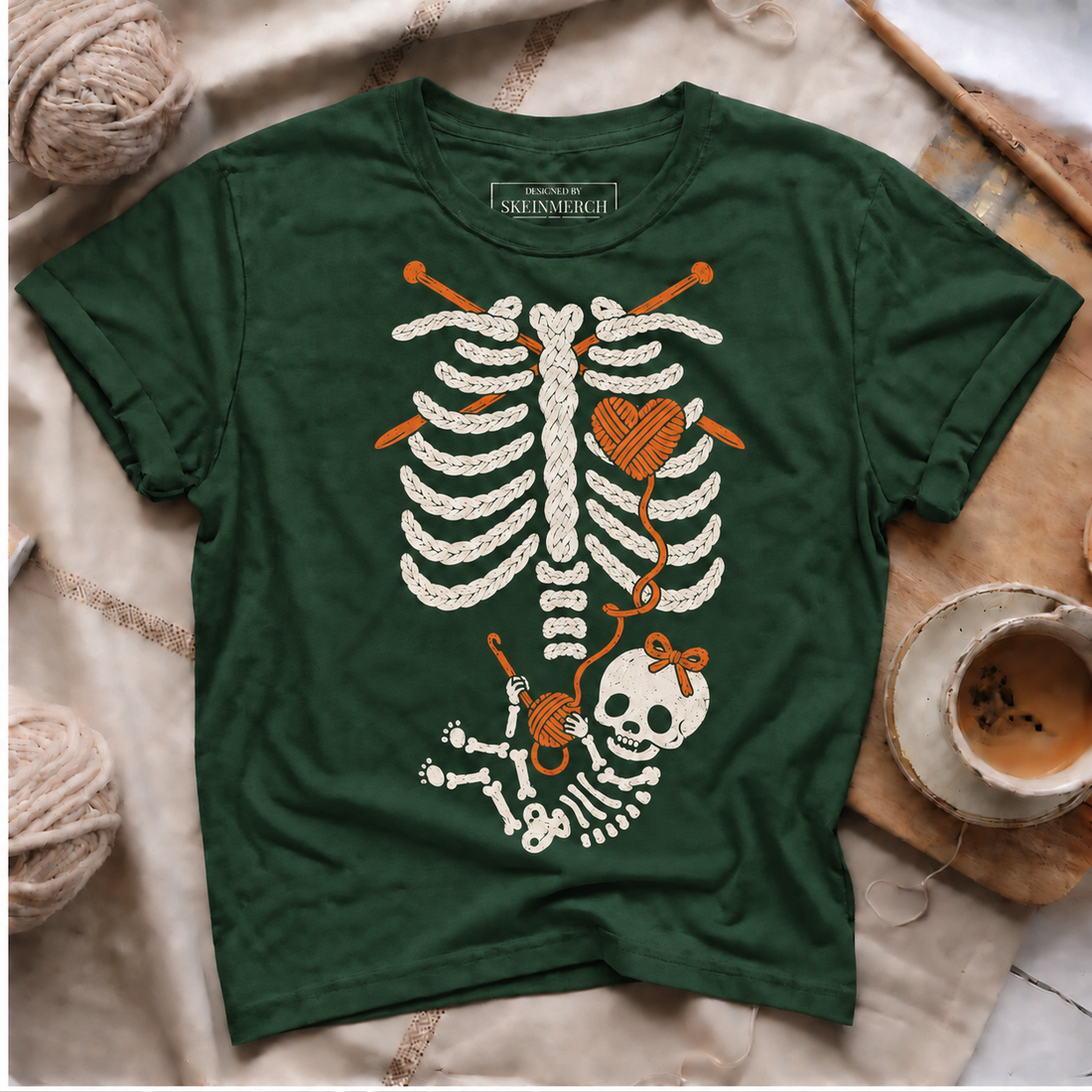 Skeleton Knitting Mom & Baby T-Shirt