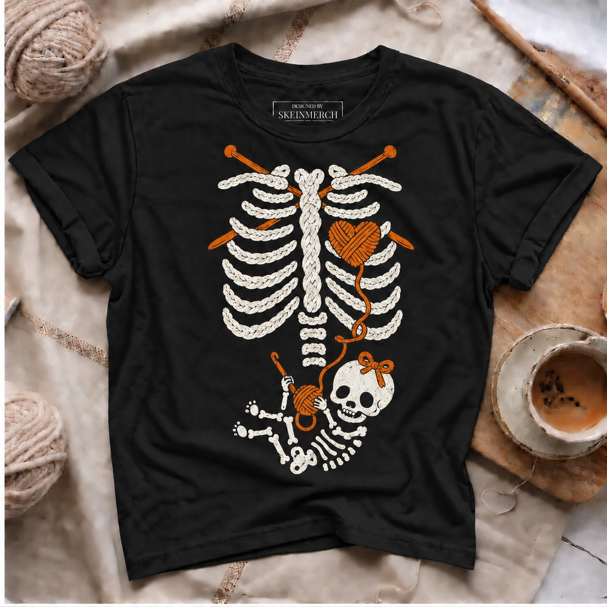 Skeleton Knitting Mom & Baby T-Shirt