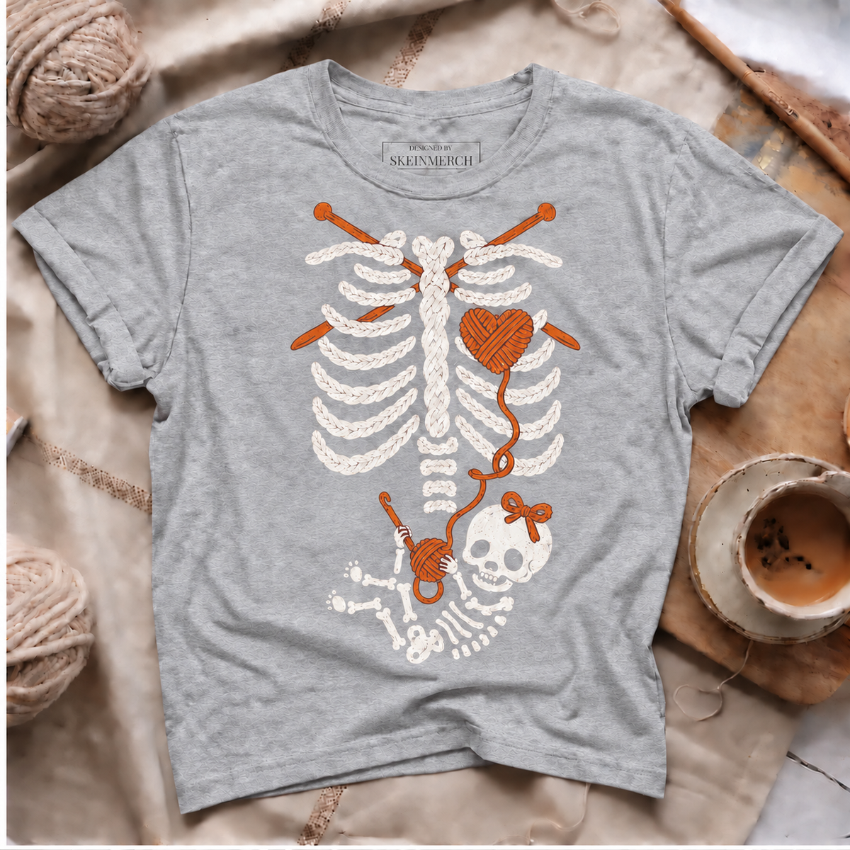 Skeleton Knitting Mom & Baby T-Shirt