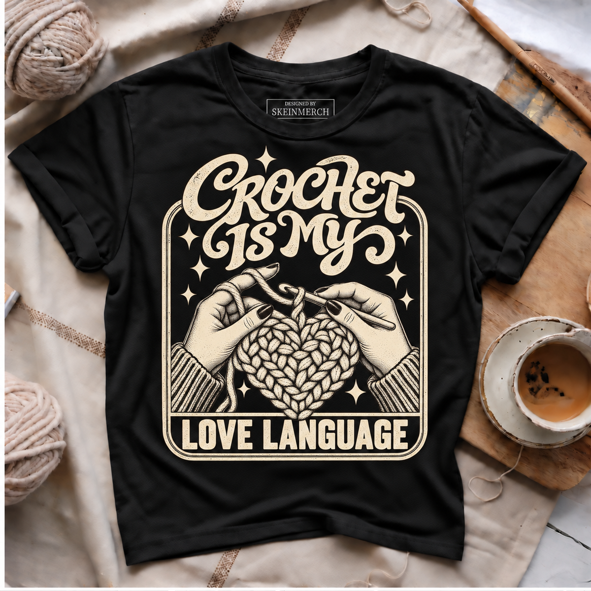 Crochet Is My Love Language T-shirt - Black