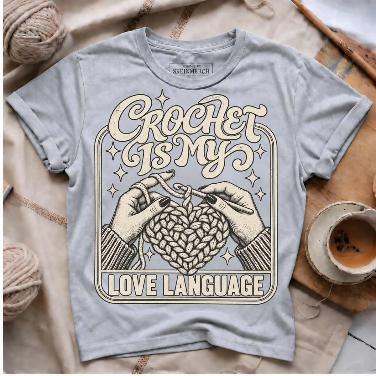 Crochet Is My Love Language T-shirt - Silver