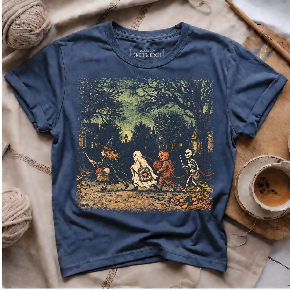 Halloween Crochet Parade T-Shirt - Navy