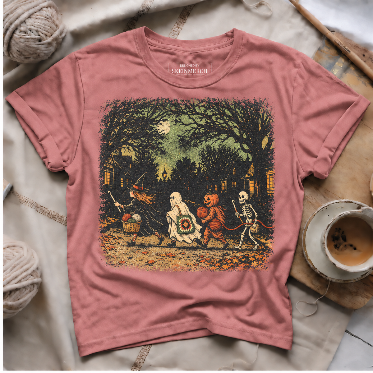 Halloween Crochet Parade T-Shirt - Rose gold