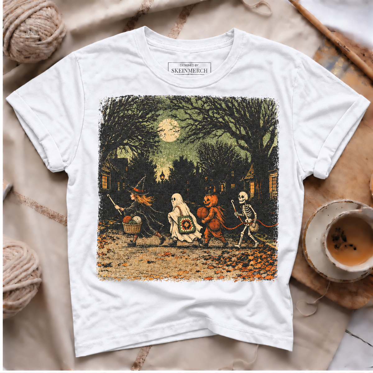 Halloween Crochet Parade T-Shirt - White