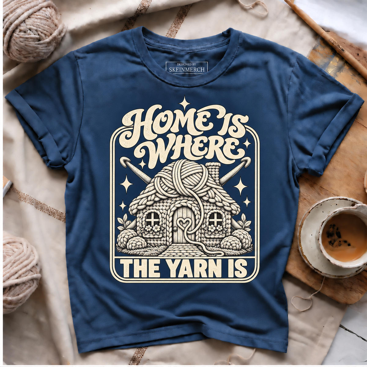 Home Is Where The Yarn Is T-shirt - Navy