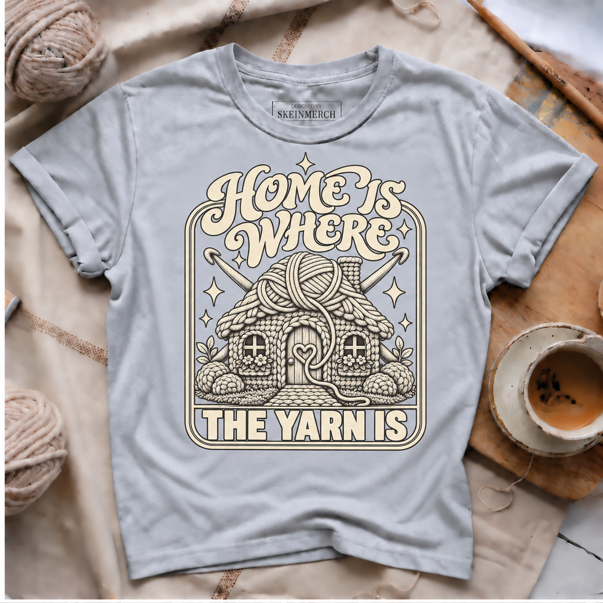 Home Is Where The Yarn Is T-shirt - Silver