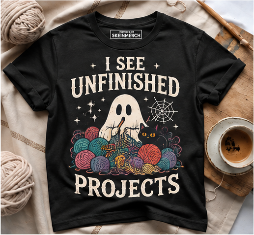 I See Unfinished Projects Funny Crochet Ghost T-Shirt