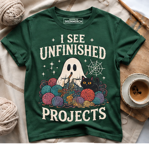 I See Unfinished Projects Funny Crochet Ghost T-Shirt