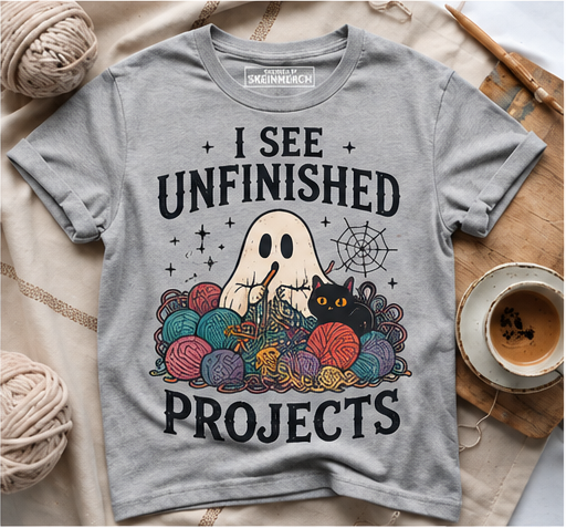 I See Unfinished Projects Funny Crochet Ghost T-Shirt
