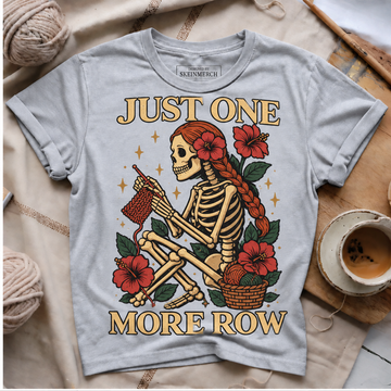 Just One More Row skeleton knitting T-shirt - Silver