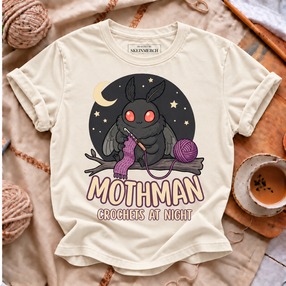 Mothman Crochets At Night Comfort Colors T-shirt in Ivory